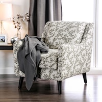 Contemporary Floral Chair with Tapered Legs