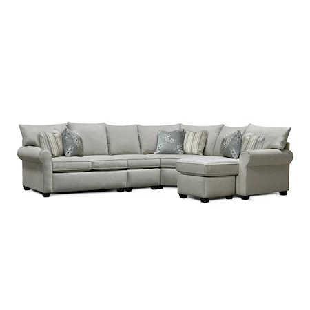 Contemporary 5-Piece Sectional with Pillow Arms