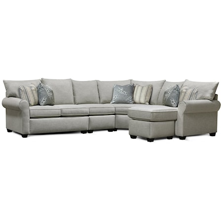 Contemporary 5-Piece Sectional with Pillow Arms