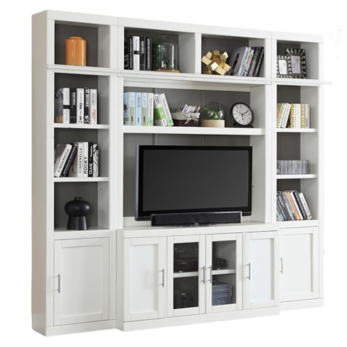 Cottage 4-Piece Entertainment Wall with Adjustable Shelving