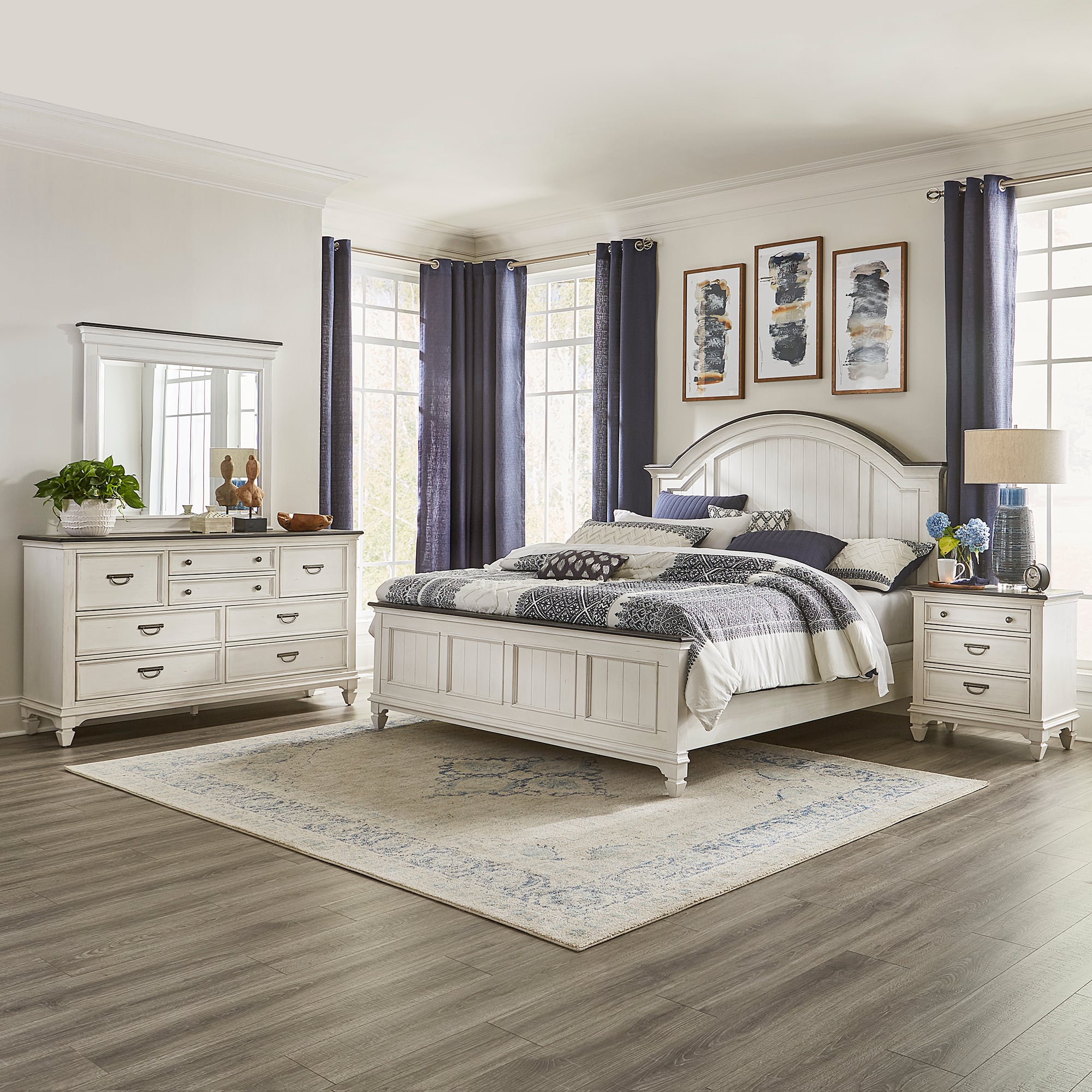 Ashley cottage retreat 6 piece wood 2024 full sleigh bedroom set in cream