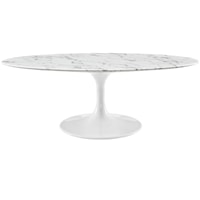 48" Oval-Shaped Artificial Marble Coffee Table