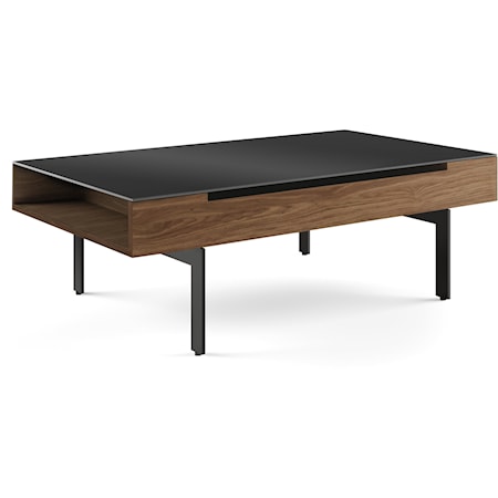 Contemporary Lift Top Coffee Table with Glass Top and Hidden Storage