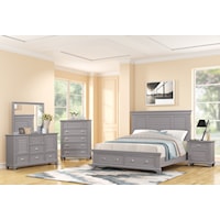 Transitional 5-Piece King Bedroom Set with Footboard Storage Bed