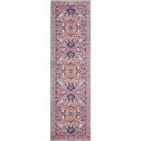 2'2" x 7'6" Light Grey/Pink Runner Rug