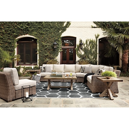 5-Piece Outdoor Sectional with Coffee Table and 2 End Tables