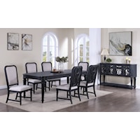 Transitional 8-Piece Dining Set with Side Chairs and Side Board