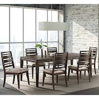 Contemporary 7-Piece Dining Set with Self-Storing Leaf