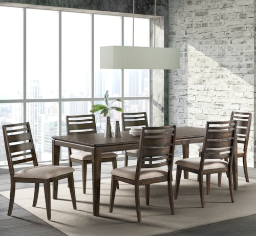 Contemporary 7-Piece Dining Set with Self-Storing Leaf
