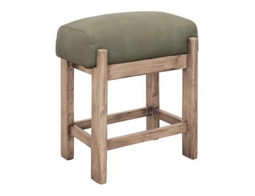 Modern Rustic 24" Counter-Height Stool with Upholstered Seat