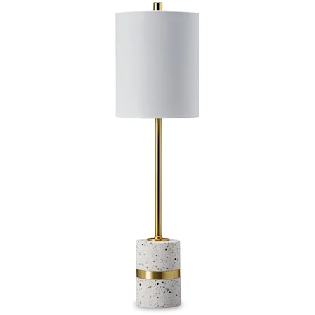 Contemporary Metal Table Lamp with Terrazzo Base