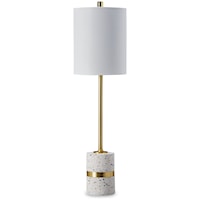 Contemporary Metal Table Lamp with Terrazzo Base