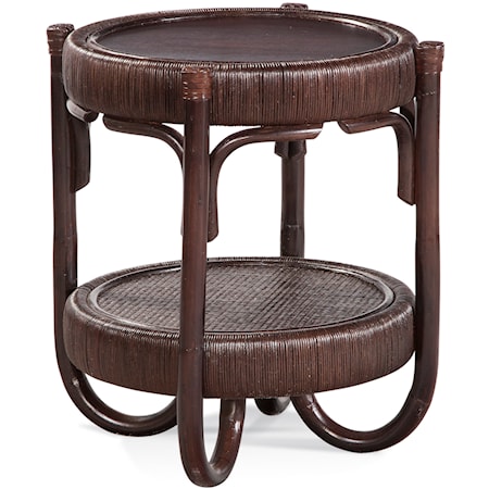Tropical Chairside Table with Open Shelf