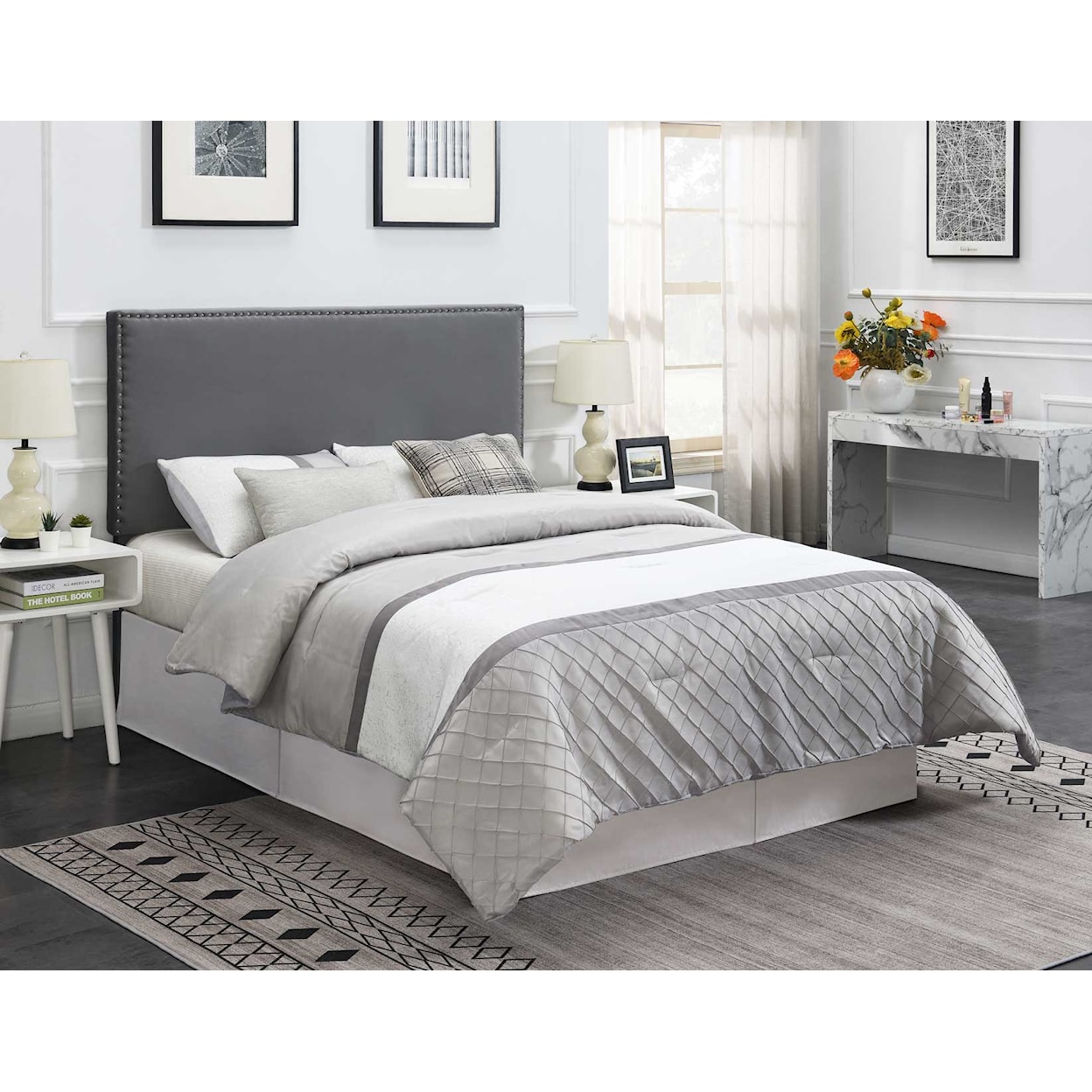 Prime Bergen Queen Headboard, Gray Velvet