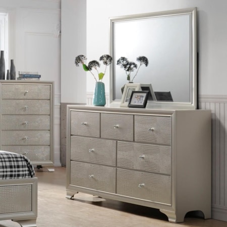 Dresser and Mirror Set