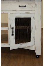 International Furniture Direct Pueblo Pueblo Two-Tone Rustic 4-Door TV Stand with Open Shelving