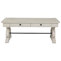 Rectangular Farmhouse Cocktail Table with Metal Stretcher
