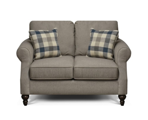 Traditional Small Scale Loveseat with Turned Legs