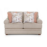 Transitional Stationary Loveseat with Rolled Armrests