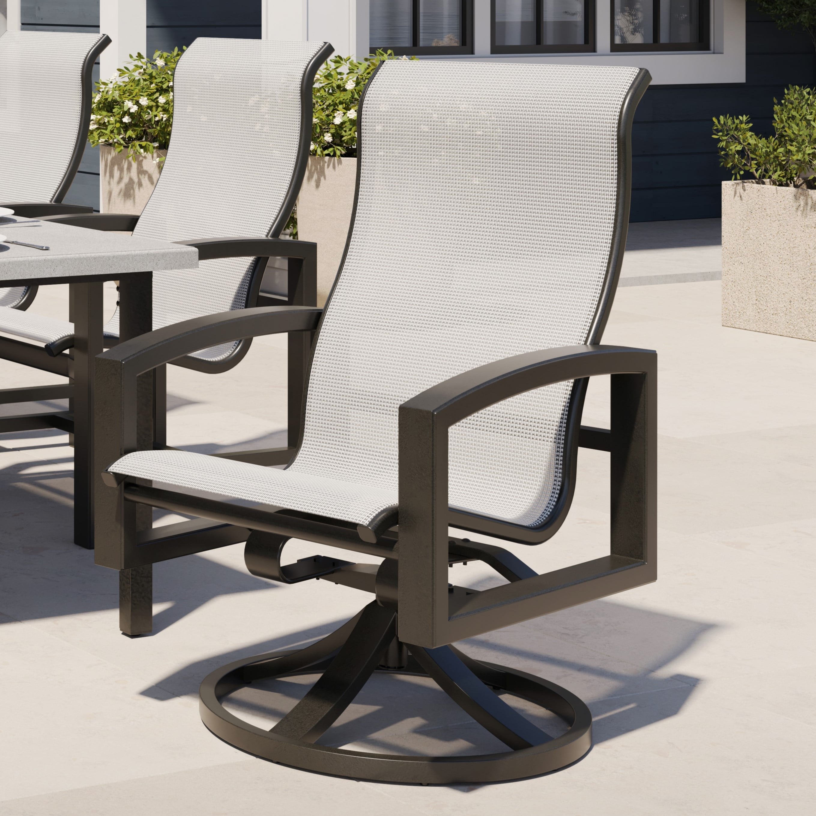 Tropitone Lakeside High-Back Sling Swivel Rocking Dining Chair