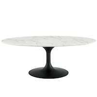 48" Oval-Shaped Artificial Marble Coffee Table