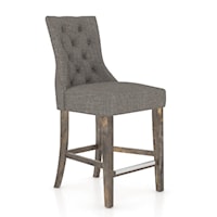 Farmhouse Upholstered Fixed Stool