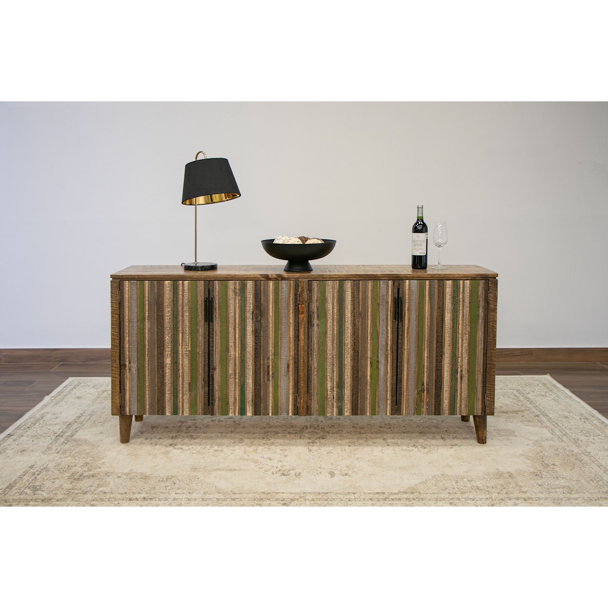 International Furniture Direct Tiza 4-Door Console, Green