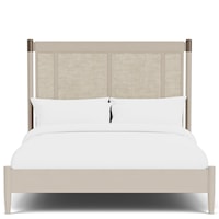 Farmhouse King Panel Bed with Woven Material on Headboard