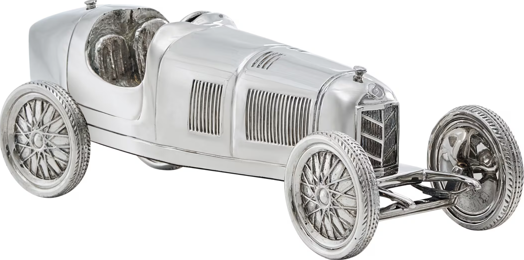 Nickel Plated Racecar Figurine