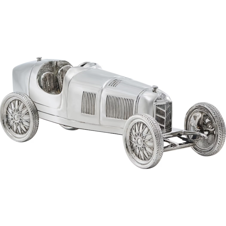 Theodore Alexander Spencer London Nickel Plated Racecar Figurine