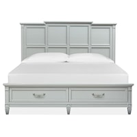 Contemporary King Panel Bed with Footboard Storage