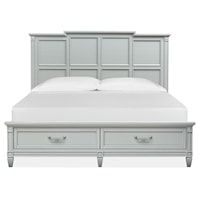 Contemporary California King Panel Bed with Footboard Storage