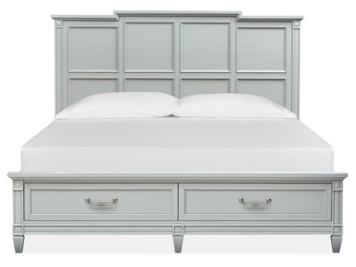 Contemporary King Panel Bed with Footboard Storage