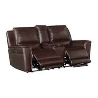 Transitional Power Motion Loveseat with Center Console