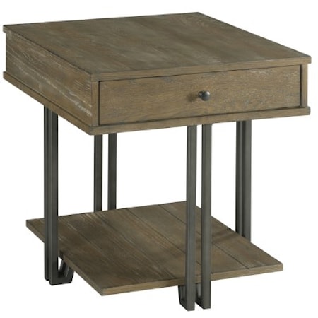 Industrial End Table with Drawer