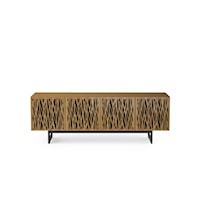 Contemporary 4-Door Media Cabinet with Wheat Pattern