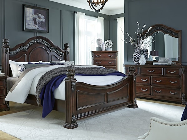 4-Piece King Poster Bedroom Set