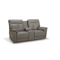 Oakley Contemporary Console Loveseat Power Recliner with Power Headrest and Power Lumbar