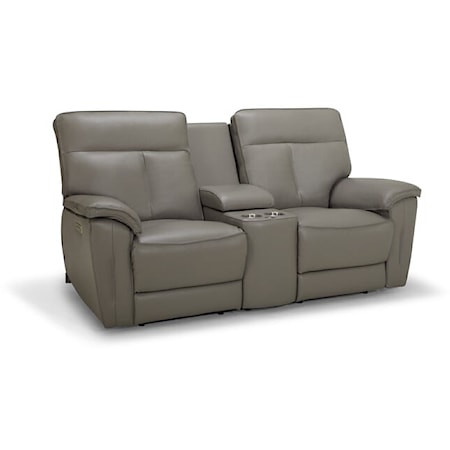 Oakley Contemporary Console Loveseat Power Recliner with Power Headrest and Power Lumbar