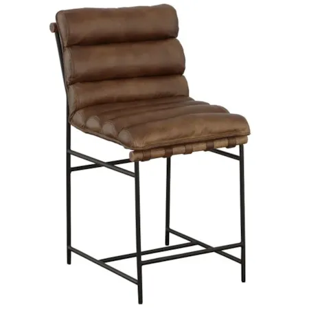 Leather Strap Full-Back Counter Stool