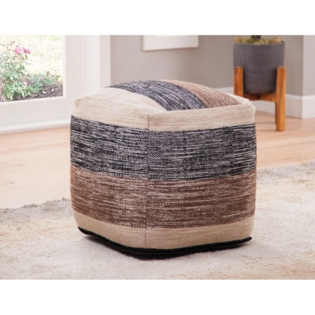 JAMES BLACK/BROWN-CREAM HANDWOVEN | POUF