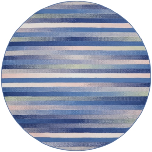 8'  Blue Multicolor Round Rug