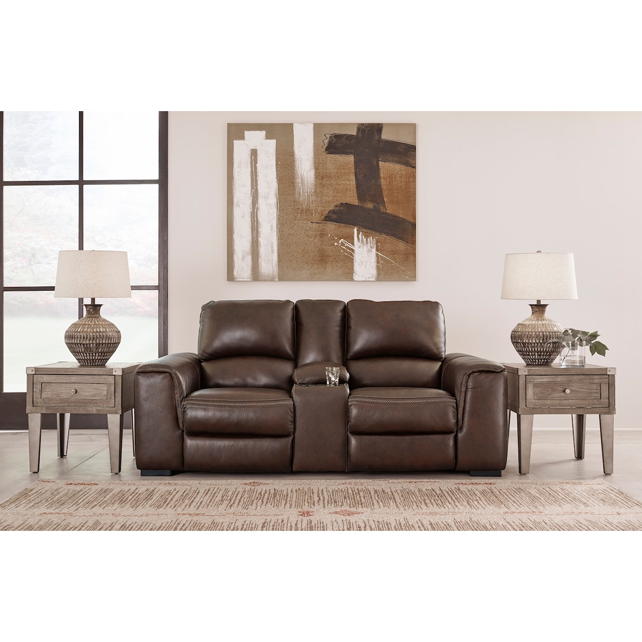 Signature Alessandro Power Reclining Loveseat with Console