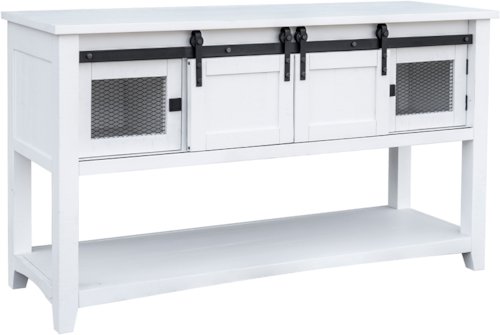 Farmhouse 4-Door Sofa Table with Sliding Doors