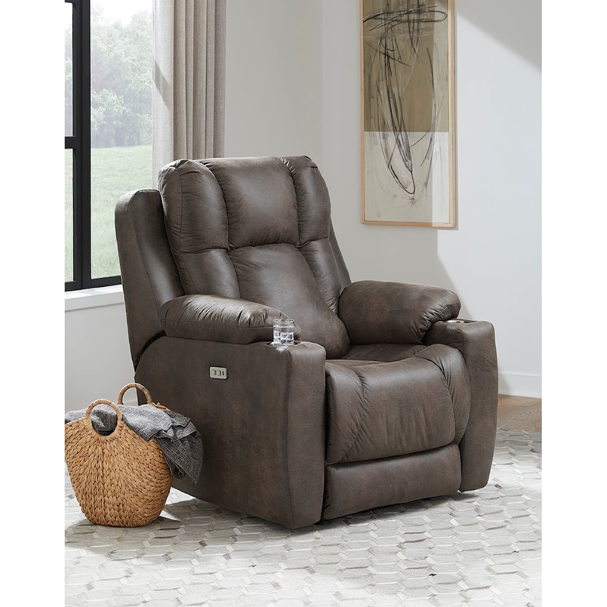 Powell's Motion Challenger Pwr Hdrst Big Man's Wall Hugger Recliner