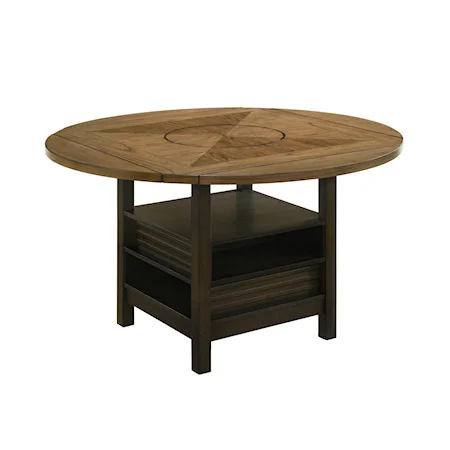 Oakly Transitional Counter Height Table with Lazy Susan