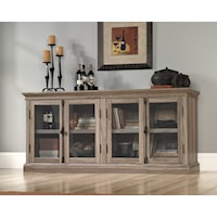 Contemporary 4-Door Storage Credenza with Adjustable Shelving