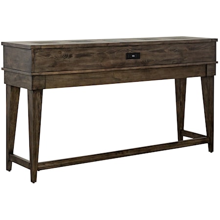 Rustic Contemporary Console Bar Table with Outlets and USB Ports
