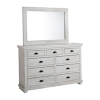 Farmhouse Dresser and Mirror with Cup Pulls