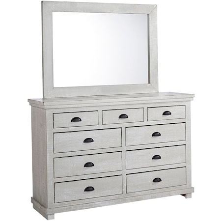 Drawer Dresser and Mirror